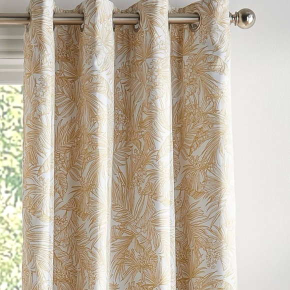 Tommy Hilfiger Tropical Floral Curtain Panel Pair Sahara Sun - 108 Inches - Picture 3 of 7